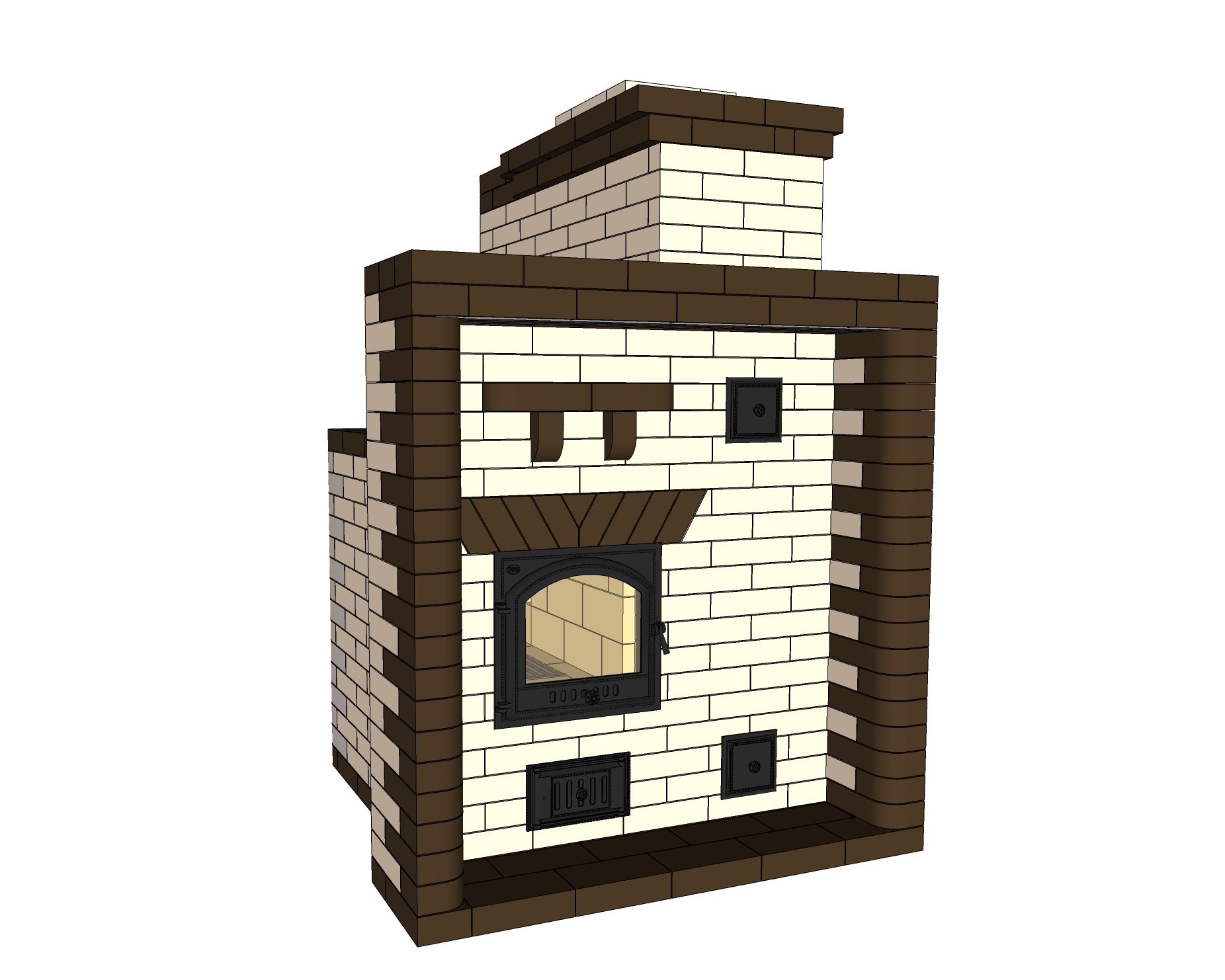 Банная печь с камином