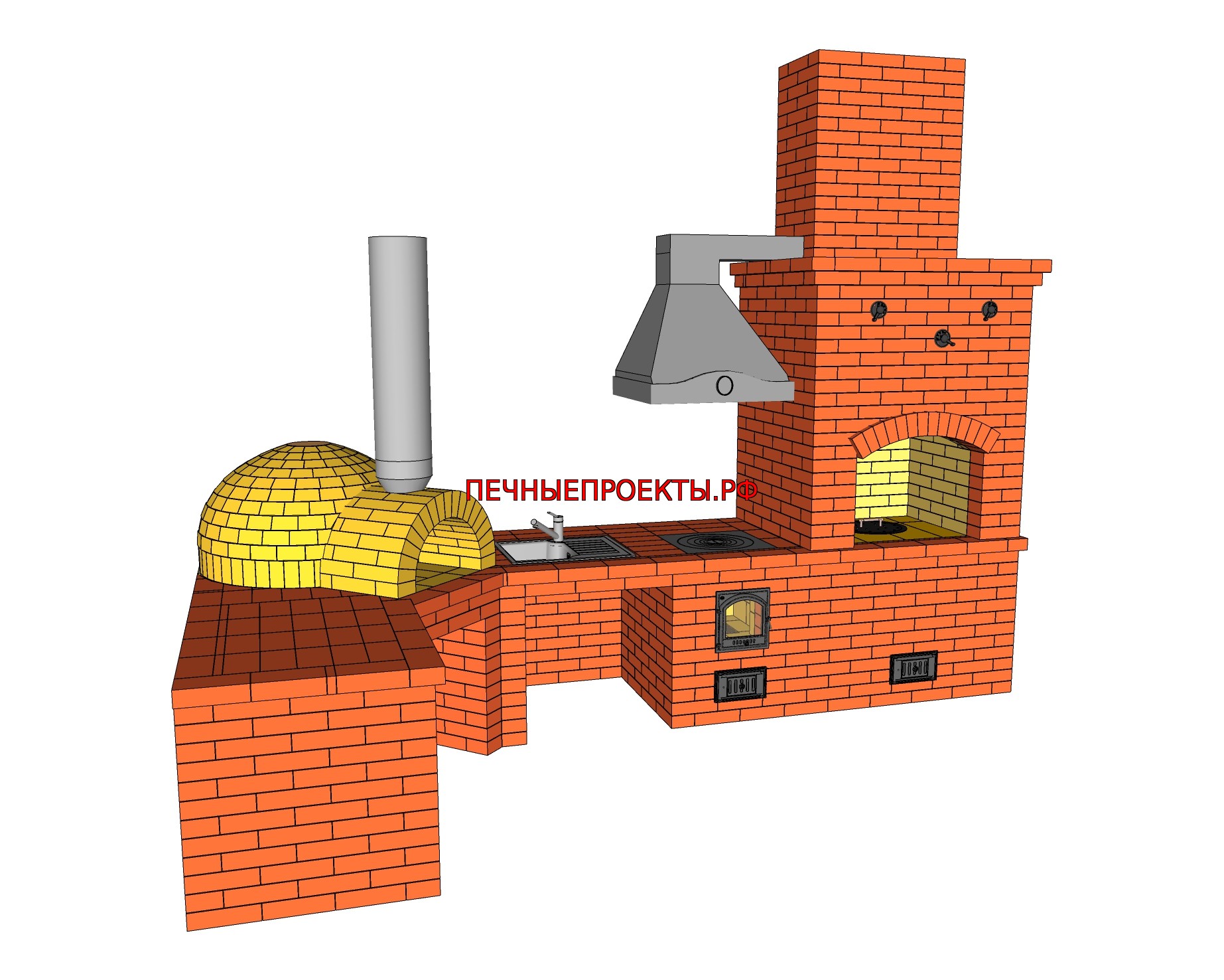 Комплекс барбекю с плитой и мойкой
