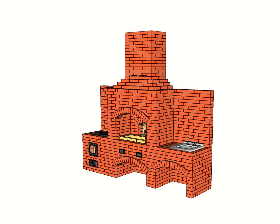 кирпичный мангал с казаном